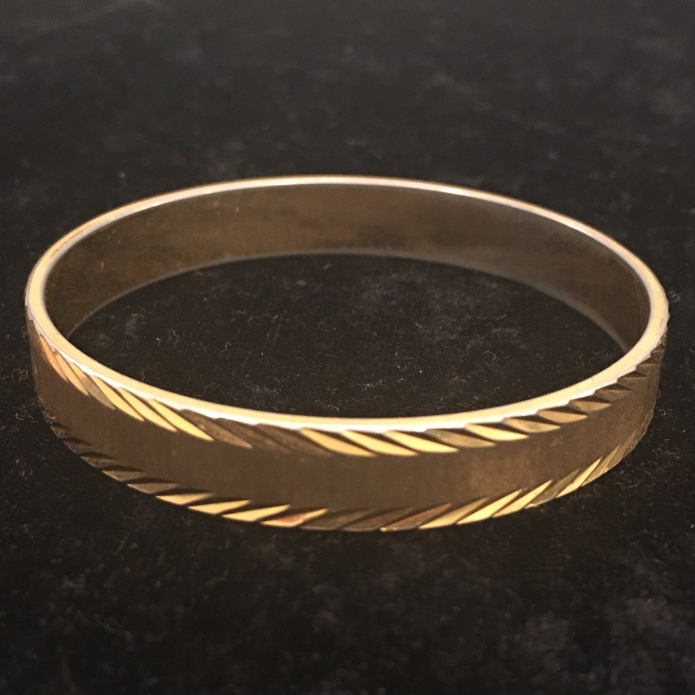 vintage monet etched gold bangle